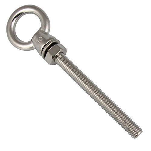 5 Stück Augbolzen mit metrischem Vollgewinde M6 x 40 mm, Mutter und Unterlegscheibe - Edelstahl A4 - Ringschrauben - BOOTSTEILE BRAUER® von BOOTSTEILE BRAUER