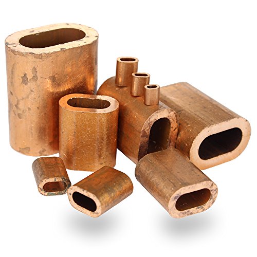 BOOTSTEILE BRAUER® I Pressklemmen aus Kupfer (CU) - (2 Stück) - Ds = 4 mm Drahtseilklemme Klemme Presshülsen Hülse von BOOTSTEILE BRAUER