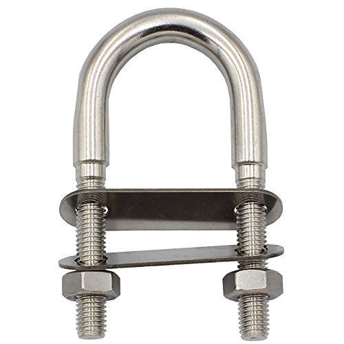 U-Bolzen mit 2 Platten und 2 Muttern DIN934 M8 X 40 mm - (1 Stück) - Edelstahl A4 - Bügelbolzen, Gewindebügel I BOOTSTEILE BRAUER® von BOOTSTEILE BRAUER