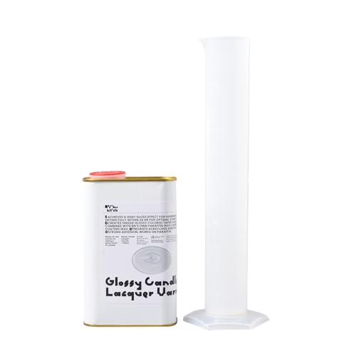 BOOWAN NICOLE 960ml Hochglanzlack für Kerzen,Glänzend Kerzen Varnish Auf Wasserbasis Kerzen-Glanzlack mit Messzylindern,Staub und Kratzfest Kerzenlack für Paraffin und Andere Wachse (A0365+A0391) von BOOWAN NICOLE