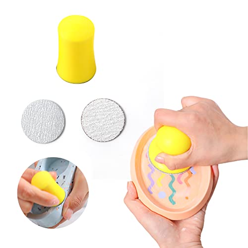 BOOWAN NICOLE 2,5 cm runder Klettschleifblock mit 10 Ersatz-Schleifpapieren, Handschleifer-Set für kleine Projekte, Handwerk, Beton, Terrazo Polieren von BOOWAN NICOLE