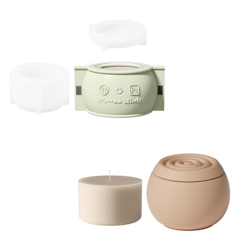 BOOWAN NICOLE 200ML Rund Kerzen Jar Beton Gießform mit Nachfüll Silikonformen,7OZ Jesmonite Kerzenhalter Dose mit Deckel Silikonform mit Magnetischem Sauggehäuse Schale für Kerzenherstellung Handwerk BOOWAN NICOLE 200ML Rund Kerzen Jar Beton Gießform mit Nachfüll Silikonformen,7OZ Jesmonite Kerzenhalter Dose mit Deckel Silikonform mit Magnetischem Sauggehäuse Schale für Kerzenherstellung Handwerk von BOOWAN NICOLE