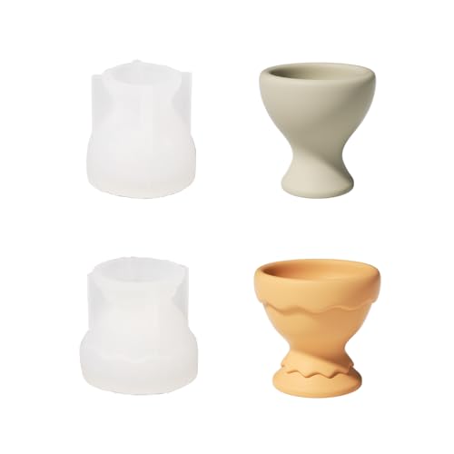 BOOWAN NICOLE Eierbecher Beton-Silikonform,Jesmonite Eierhalter Gießformen,Gips Egg Cup Silikonformen fur Ostern Geschenk (SH1055-1-2) von BOOWAN NICOLE