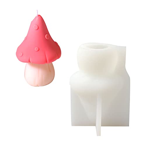 BOOWAN NICOLE Niedliche Pilz-Silikon-Kerzenform, Kerzenherstellung, Zubehör, handgefertigt, 3D-Eis, Fondant, Kuchenformen, Weihnachten, Heimdekoration (LZ564-1) von BOOWAN NICOLE