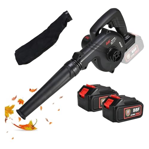 BOOZXCV Gebläse Akku-Laubbläser 2-in-1 Akku-Laubbläser-Staubsauger mit 21V 3,0Ah Lithium-Akku und Ladegerät, für die Rasenpflege, Terrasse, Hof, Bürgersteig, Schneeblasen von BOOZXCV