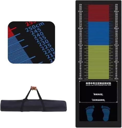 BOOZXCV Stehende Weitsprungmatte, Weitsprungmatte mit Teppichboden, Dicke Springseilmatte mit Teppich für körperliches Training, Schul-Weitsprungtester (330cm*90cm 4mm) von BOOZXCV