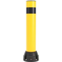 BOPLAN® Rammschutzpoller Flex Impact® BO125L, Innen- und Außenbereich, Höhe 750 mm, Grundplatte zinkbeschichtet, gelb / schwarz von BOPLAN®