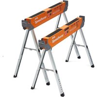 Bora - PM-4500 portabler Sägebock Speedhorse, höhenverstellbarer Tischständer mit klappbaren Beinen und Metallplatte, 800 Kg, 2 Stk von BORA