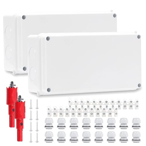 2 Stück Abzweigdose IP65 Wasserdicht, Anschlussdose 20 * 10 * 7cm, Verteilerdose Aufputz, ABS Abzweigdose Aufputz-Abzweigkasten Garten, Elektroanschlusskasten für DIY Projekte Feuchträume Boden 2 Stück Abzweigdose IP65 Wasserdicht, Anschlussdose 20 * 10 * 7cm, Verteilerdose Aufputz, ABS Abzweigdose Aufputz-Abzweigkasten Garten, Elektroanschlusskasten für DIY Projekte Feuchträume Boden von BORDEAG