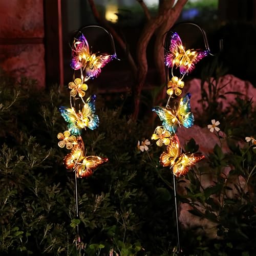 2 Stück Solar Gartenleuchte, Schmetterling Solarleuchten, Solarlampen Für Außen Garten Gartenleuchten Schmetterling Led Solarleuchten Garten Wasserdicht Für Garten Balkon Terrasse Yard Dekoration von BORDEAG