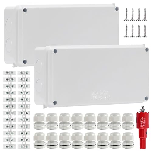 2pcs Aufputz Abzweigdose, Kabelabzweigkasten, Aufputz Verteilerdose, Klemmkasten Ip65 Verteilerkasten, Verteilerdose Außen Wasserdicht Für Ø12-15mm(200x100x70mm) 2pcs Aufputz Abzweigdose, Kabelabzweigkasten, Aufputz Verteilerdose, Klemmkasten Ip65 Verteilerkasten, Verteilerdose Außen Wasserdicht Für Ø12-15mm(200x100x70mm) von BORDEAG