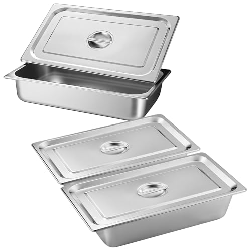 3 Stück Gastronormbehälter Edelstahl Panierschalen Panier-Set mit Deckel, Panierstraße Rechteckig, Behälter für die Küche, Stapelbar Panierset, 1/3 Größe 32.5x16.5x6.5 cm Edelstahl Behälter mit Deckel von BORDEAG