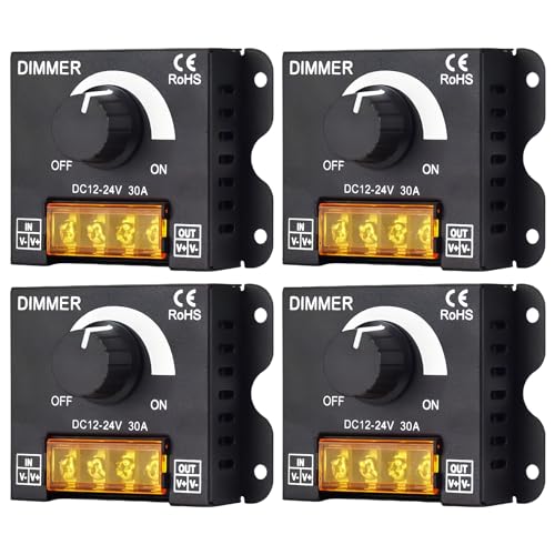 4 Stück Led Dimmer DC 12 V 24 V 30A, Led Dimmschalter, Led-Lichtleisten-Dimmer, Dimmer Licht Dimmschalter, Dimm-Controller, Dimmbare Led-Beleuchtung, DC 12V Dimmer Für Led Rv Licht Innen von BORDEAG