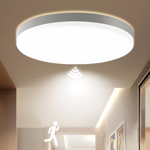BORDEAG 2 Pcs Led Deckenleuchte Mit Radar Bewegungsmelder, 22cm, 20w Rgb Farbwechsel Led, Weiß, Für Schlafzimmer, Wohnzimmer, Badezimmer, Kinderzimmer von BORDEAG