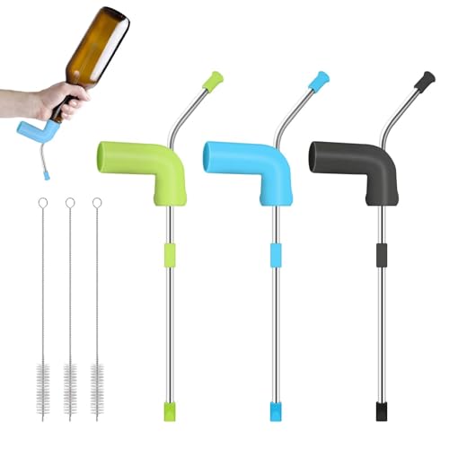 BORDEAG 3 Pcs Bier Schnorchel Bierschnorchel, Bierzapfer Party Spender Bierspender, Bier Bong Trichter Mit 3 Reinigungsbürsten Für Home Bar Club von BORDEAG