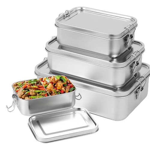 BORDEAG 3pcs Brotdose Edelstahl 850ml 1400ml 2400ml Edelstahl Brotdose, Lunchbox Edelstahl Vesperdose Brotdose Metall Mit Fächern Abnehmbar, Brotbüchse Brotzeitdose Jausenbox Bentobox Brotbox BORDEAG 3pcs Brotdose Edelstahl 850ml 1400ml 2400ml Edelstahl Brotdose, Lunchbox Edelstahl Vesperdose Brotdose Metall Mit Fächern Abnehmbar, Brotbüchse Brotzeitdose Jausenbox Bentobox Brotbox von BORDEAG
