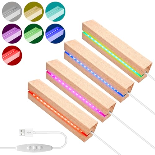 BORDEAG 4 Stück LED Lichter Display Basis, LED Sockel Holz, LED Sockel, LED Lichtsockel, LED Display Basis, USB Lichtsockel für DIY-Acrylplatten, für Milchglas, Kristallglasplatte, Ornament BORDEAG 4 Stück LED Lichter Display Basis, LED Sockel Holz, LED Sockel, LED Lichtsockel, LED Display Basis, USB Lichtsockel für DIY-Acrylplatten, für Milchglas, Kristallglasplatte, Ornament von BORDEAG