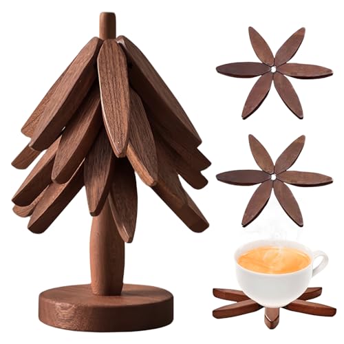 BORDEAG Baum Design Untersetzer, 3-Teiliges Set Untersetzer Aus Holz, Baumuntersetzer, Untersetzer Baum Für Tassen, Schüsseln, Teller, Teekannen, Bratpfannen Und Heiße Töpfe von BORDEAG