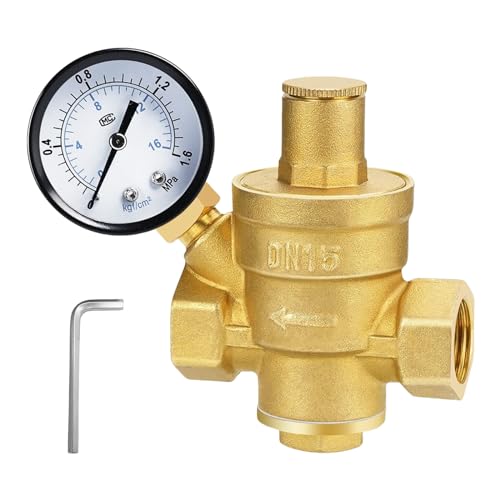 BORDEAG Druckminderer Wasser 1/2 Zoll DN15 mit Manometer, Wasserdruckminderer, Hergestellt aus Hohe Härte Messing, Wasserdruckregler, Wasser Druckminderer für Zur Regulierung Des Wasserdrucks BORDEAG Druckminderer Wasser 1/2 Zoll DN15 mit Manometer, Wasserdruckminderer, Hergestellt aus Hohe Härte Messing, Wasserdruckregler, Wasser Druckminderer für Zur Regulierung Des Wasserdrucks von BORDEAG