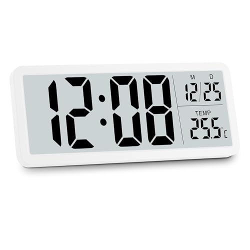 BORDEAG Funkuhr Digital, Digitale Wanduhr, Wanduhr Digital Mit Temperaturanzeige Und Hygrometer Datum, Wecker Digital Digitale Uhr Großes Display Digitaluhr Digitalwecker Für Schlafzimmer Büro von BORDEAG
