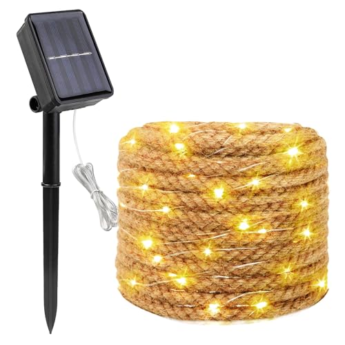 BORDEAG Solar Lichterkette Aussen mit Seil, 7M 100 LED Lichterkette Außen Solar, Sisalstern Solarlichterkette mit 8 Blinkenden Modi Außen Wetterfest für Outdoor Deko Garten Terrasse Balkon (Warmweiß) BORDEAG Solar Lichterkette Aussen mit Seil, 7M 100 LED Lichterkette Außen Solar, Sisalstern Solarlichterkette mit 8 Blinkenden Modi Außen Wetterfest für Outdoor Deko Garten Terrasse Balkon (Warmweiß) von BORDEAG
