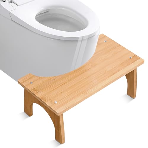 BORDEAG Toilettenhocker Holz, 37 * 20 * 17CM, Toiletten Fußbank Aus Holz, WC Hocker Erwachsene, Anti Verstopfung, Gegen Blähungen (Holzfarbe) von BORDEAG