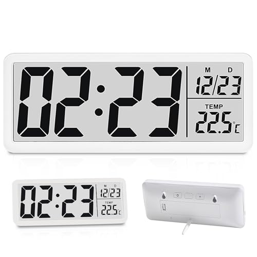 BORDEAG Wanduhr Digital,Digitale Uhr,Digitale Wanduhr LED Groß Display,Temperatur,Luftfeuchtigkeit,Zeit,Wanduhr Digitaluhr,Digitale Funkuhr Für Zuhause,Küche,Büro,Wohnzimmer,Schule,Kann Aufgehängt von BORDEAG
