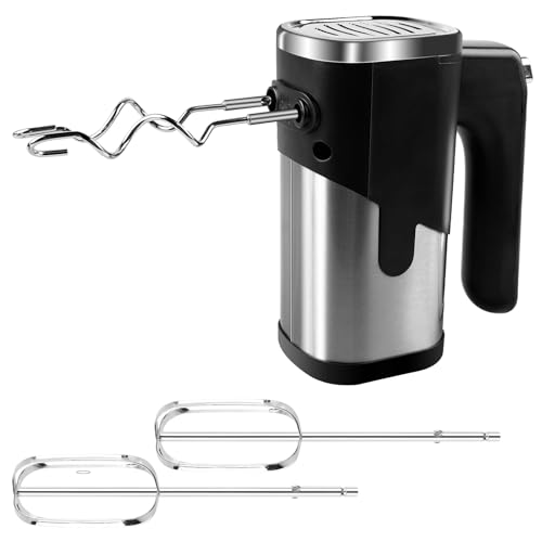 Elektrischer Handmixer, 800 W Handrührer, Rührgerät Handmixer Mit 5 Geschwindigkeitsstufen, Handrührgerät Mit 2 Rührbesen Und 2 Knethaken Für Eier, Kuchen, Teig (Schwarz) von BORDEAG