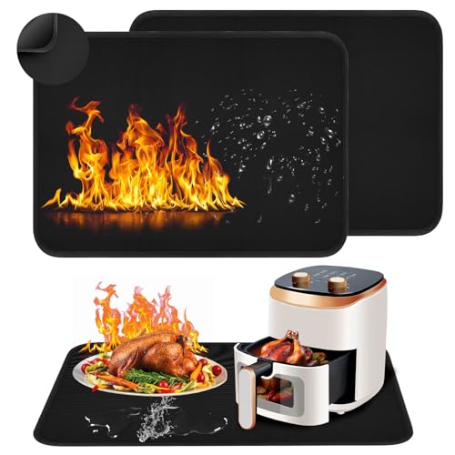 Feuerfeste Unterlage 60 * 80 cm, 2 Stücke Hitzebeständige Unterlage, Feuerschutzmatte, Hitzeschutzmatte,Feuerfeste Silikonmatten für Luftfritteuse,Mikrowelle,Küchenarbeitsplatten von BORDEAG