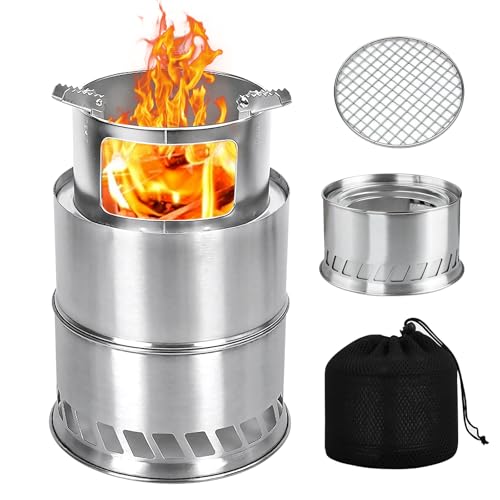 Groß Hobo Kocher Campingkocher Outdoor Kocher Aus Edelstahl, Tragbarer Edelstahl Klappbarer Holzofen, Camping Ofen Für Camping Backpacking Bushcraft 20 * 31cm Mit Grillrost und Aufbewahrungstasche Groß Hobo Kocher Campingkocher Outdoor Kocher Aus Edelstahl, Tragbarer Edelstahl Klappbarer Holzofen, Camping Ofen Für Camping Backpacking Bushcraft 20 * 31cm Mit Grillrost und Aufbewahrungstasche von BORDEAG