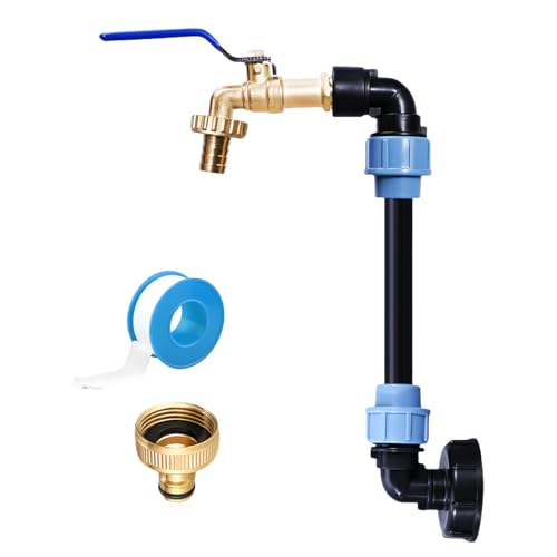 IBC Schwanenhals 3/4" Auslaufhahn, IBC Adapter Mit Schwanenhals Messing Wasserhahn, Adapter Tank Ventil Auslaufhahn Wasserhahn, S60x6 Wasserhahns Absperrhahn Für 1000L Regenfass, Regenwassertank von BORDEAG