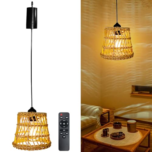 Pendelleuchte Rattan, Hängeleuchte Rattan Hängelampe Boho Hängelampe E27 Lampe Lampenschirm Boho Lampe Hängeleuchte Mit Fernbedienung Für Schlafzimmer Wohnzimmer Außen Innen Ohne Stromanschluss Pendelleuchte Rattan, Hängeleuchte Rattan Hängelampe Boho Hängelampe E27 Lampe Lampenschirm Boho Lampe Hängeleuchte Mit Fernbedienung Für Schlafzimmer Wohnzimmer Außen Innen Ohne Stromanschluss von BORDEAG