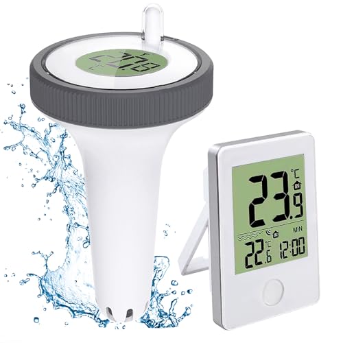 Poolthermometer Digitales, Funk Pool Thermometer mit Poolsensor, LCD-Display, Funkthermometer, Teichthermometer, Schwimmend Wasserthermometer, Funk Thermometer für Pools, Badewannen, Schwimmbad Poolthermometer Digitales, Funk Pool Thermometer mit Poolsensor, LCD-Display, Funkthermometer, Teichthermometer, Schwimmend Wasserthermometer, Funk Thermometer für Pools, Badewannen, Schwimmbad von BORDEAG