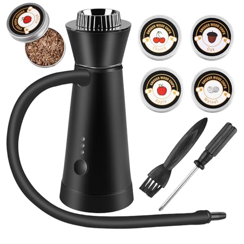 Rauchpistole, Rauchgenerator Smoke Gun Kaltrauch-Räucherpistole Portable Kaltrauchgenerator Mit 4-Pack Holzchips Räucherpistole Für Lebensmittel Handrauchpistole Für Fleisch Lachs Cocktails Käse Grill von BORDEAG