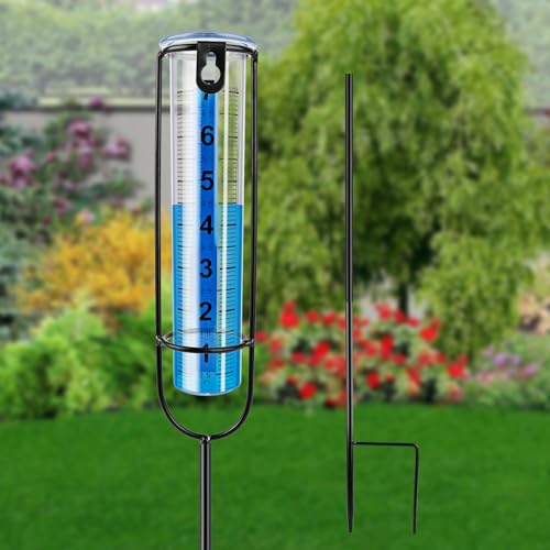 Regenmesser für Garten Frostsicher, Regenmesser Glas Regenwassermesser Niederschlagsmesser mit Erdspieß, Wassermesser zur Regenmessung im Freien für Hof, Deck, Gartendeko, Geschenk für Gartenliebhaber von BORDEAG