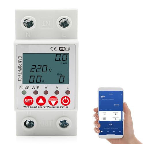 Stromzähler Hutschiene, WIFI 63A AC80-400V Hutschiene Digitale Lcd Energiezähler, Smart 1 Phasig Stromzähler,Lcd Digitaler Stromzähler, Intelligenter Energiezähler,Din-Schienen-Stromimpulsmonitor Stromzähler Hutschiene, WIFI 63A AC80-400V Hutschiene Digitale Lcd Energiezähler, Smart 1 Phasig Stromzähler,Lcd Digitaler Stromzähler, Intelligenter Energiezähler,Din-Schienen-Stromimpulsmonitor von BORDEAG
