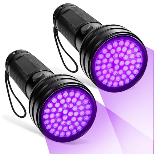 UV Taschenlampe 51 LEDs,2 Stück Schwarzlicht Taschenlampe,Mini UV Lampe 395nm,Haustiere Urin-Detektor,Schwarzlichtlampe,Ultraviolettes Licht für Heimtierurindetektoren Geldscheinprüfer Bernsteinsuche UV Taschenlampe 51 LEDs,2 Stück Schwarzlicht Taschenlampe,Mini UV Lampe 395nm,Haustiere Urin-Detektor,Schwarzlichtlampe,Ultraviolettes Licht für Heimtierurindetektoren Geldscheinprüfer Bernsteinsuche von BORDEAG