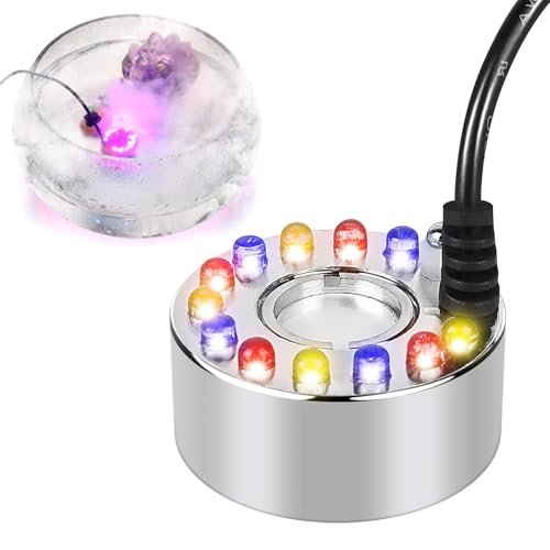 Ultraschall Vernebler, Mini Nebelerzeuger, Ultraschall Nebler, Mini Nebelmaschine, 12 Led Mister Fogger Water Fountain Pond Fog Machine 12 Led Three Color Gradient Atomizer Innen Oder Außenbrunnen von BORDEAG