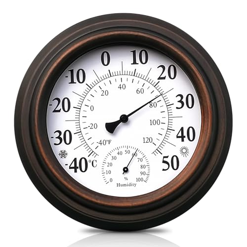 Wetterstation Mit Thermometer Innen Außen, Analog Hygrometer, Luftfeuchtigkeitsmesser Und Sturmglas Zur Wettervorhersage von BORDEAG