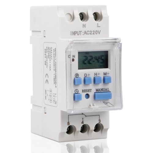 Wöchentliche Digitale Zeitschaltuhr, 220V AC 25A Digitaler Wochentimer Mit Flüssigkristall-Display, Programmierbarer LCD-Digital-Timer, Digitale Zeitschaltuhr Für Hutschienen/Schalttafel Einbau Wöchentliche Digitale Zeitschaltuhr, 220V AC 25A Digitaler Wochentimer Mit Flüssigkristall-Display, Programmierbarer LCD-Digital-Timer, Digitale Zeitschaltuhr Für Hutschienen/Schalttafel Einbau von BORDEAG