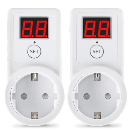 Zeitschaltuhr 2 Stück: Digitale Zeitschaltuhr Mit LCD-Display, Programmierbare Steckdose, Energieeffizient Für Haushaltsgeräte (Weiß) von BORDEAG