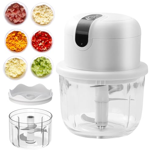 Zerkleinerer Küche Elektrisch, Zerkleinerer Elektrisch 300ml mit USB-Anschluss, Multizerkleinerer, Mini Zwiebelschneider, Elektrisch Zerkleinerer, Elektrisch Knoblauchhacker Für Gemüse Obst Zwiebeln von BORDEAG