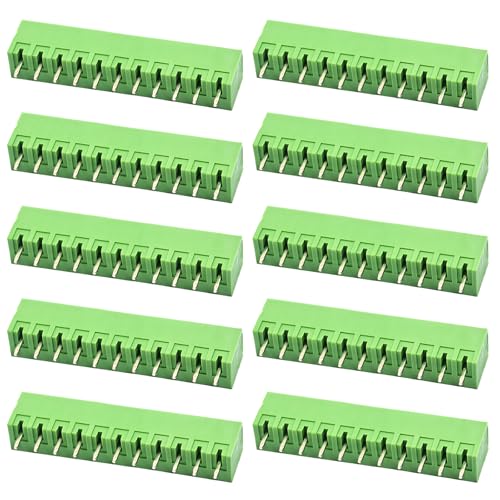10 Stück Schraubklemmenblock-Steckverbinder, 11-polige Erdungskreis-Klemmenblöcke, geeignet für Leiterplatten, grün von BORDSTRACT