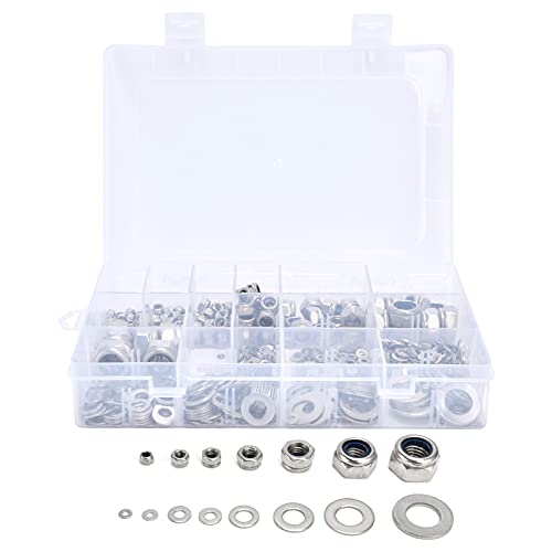 1022PCShex -Muttern Assortment Kit, 16 verschiedene Größen Edelstahl Hexnuss -Set -Hardware -Muttern tragbarer Nutsflat -Waschmaschinen Kit für die Heimbauindustrie von BORDSTRACT