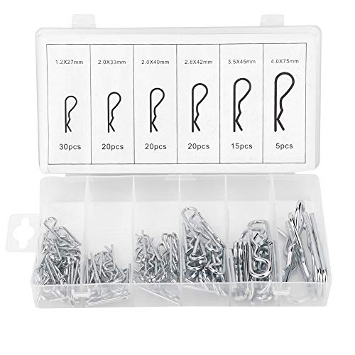 110pcs Premium Cotter Pin -Sortiment -Kit, Hochleistungs -R -Form -Cotter -Stifte, 6 Größen Zinkplattierte Kohlenstoffstahl -Hardware -Stifte für Automobil-, Maschinen-, 110pcs Premium Cotter Pin -Sortiment -Kit, Hochleistungs -R -Form -Cotter -Stifte, 6 Größen Zinkplattierte Kohlenstoffstahl -Hardware -Stifte für Automobil-, Maschinen-, von BORDSTRACT