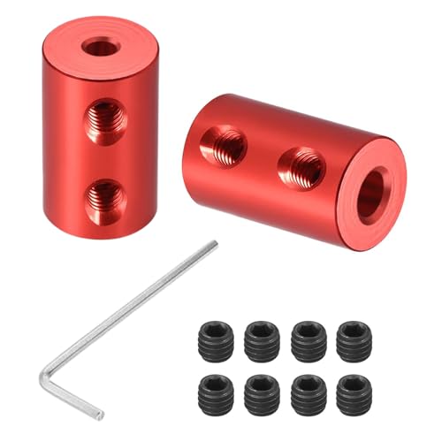 2 Stück 2mm Auf 4mm Starre Kupplung, L20 x D12 Stellschraube Wellenkupplung Motorverbinder Aluminium-Legierung Für 3D Drucker, Motorzubehör, RC Boot Auto Flugzeug, Rot von BORDSTRACT
