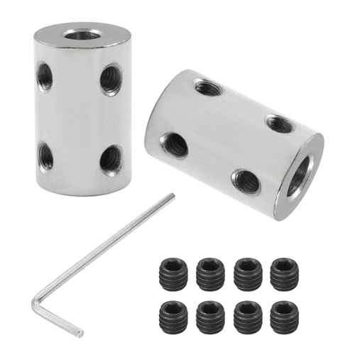 2 Stück 5mm Auf 10mm Starre Kupplung, L22 x D16 Stellschraube Wellenkupplung Motorverbinder Kohlenstoffstahl Verzinkt Für 3D Drucker, Motorzubehör, RC Boot Auto Flugzeug von BORDSTRACT
