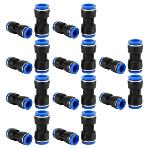 20 Stück PU 3/8 Schnellkupplungs-Luftschlauchanschlüsse, pneumatische Push-Lock-Luftanschlüsse, Push-to-Connect-Luftschlauchanschluss-Kit, pneumatische Schnellkupplungen for 3/8 inch Tube(blau) von BORDSTRACT