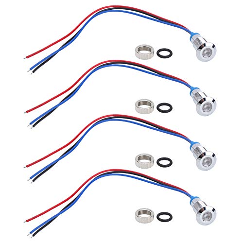 4 Sätze 1224V 8 mm LED -Anzeige Leuchtton vor verkabelten runden LEDs 2 Color Light Common Anodenelektrode mit Kompressionsmutter und Waschmaschine (rot und blau) (红蓝) von BORDSTRACT