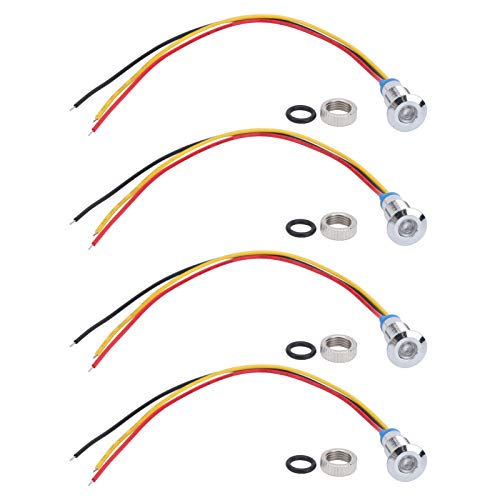 4 Sätze 1224V 8 mm LED -Anzeige Leuchtton vor verkabelten runden LEDs 2 Color Light Common Anodenelektrode mit Kompressionsmutter und Waschmaschine (rot und blau) (红黄) von BORDSTRACT
